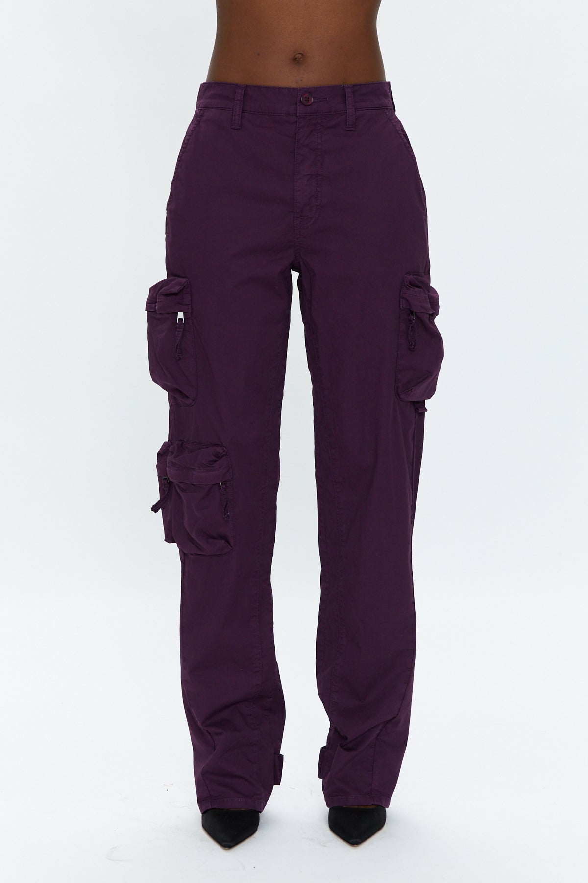 Bobbie Mid Rise Loose Straight Cargo - Washed Aubergine
            
              Sale